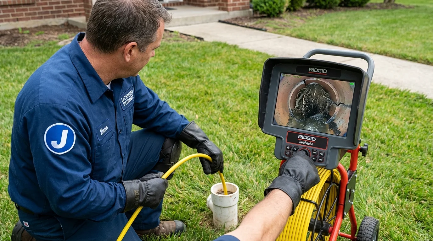 Sewer camera inspection being performed by Johns Plumbing LLC in Royalton